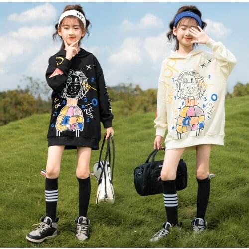 3-14Y Girls Hoodies Pullover Autumn 2021 New Princess Kids Cartoon Print Long Hoodie Clothes for Teens Cute Hoodies Clothing