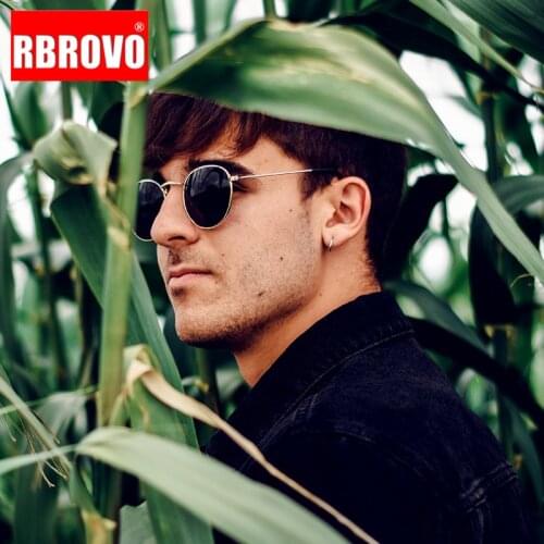 RBROVO Retro Oval Sunglasses Men 2021 Luxury Round Sunglasses Men/Women Vintage Sunglasses Men Small Mirror Lentes De Sol Hombre