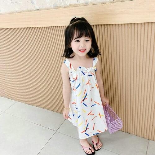 Thunderers Princess Dresses For Girls Suspender Sleeveless Color Stripes Lovely Cartoon Dress Princess Birthday Costumes 3Y-7Y