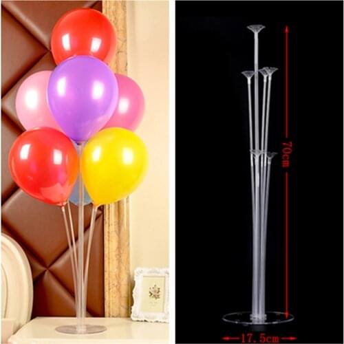 7 Tubes Balloons Holder Column Stand Clear Plastic Balloon Stick Birthday Party Decoration Kids Adult Wedding Balloons Decor