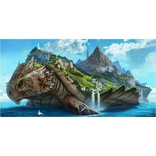 Full square 5d diamond painting big turtle mountain landscape 3d round drill animal crystal mosaic craft home decoration 20x40cm