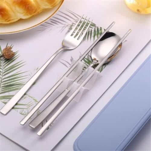 Portable Dinnerware Set Multicolor Golden Stainless Steel Tableware Set Korean Sweet Adult Students Dinnerware Supplies