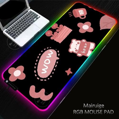40*90CM Girly Bear RGB Gaming Pad Rubber Non-Slip Laptop PC Led Gamer Large Kawaii Mouse Pad Keyboard Mousepad for Computer Desk