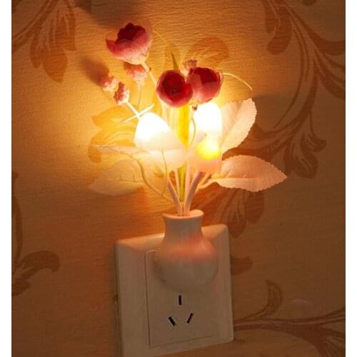 Romantic Tulip Shape Light Sensor Night Light for Bed Room Decor European Regulation