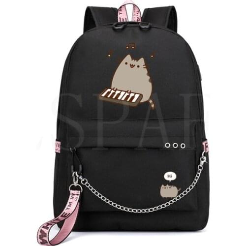 Waterproof Travel Laptop Women Backpack with USB Charging Port Water Resistant Girls College School Computer Bag Fat Cat Gifts