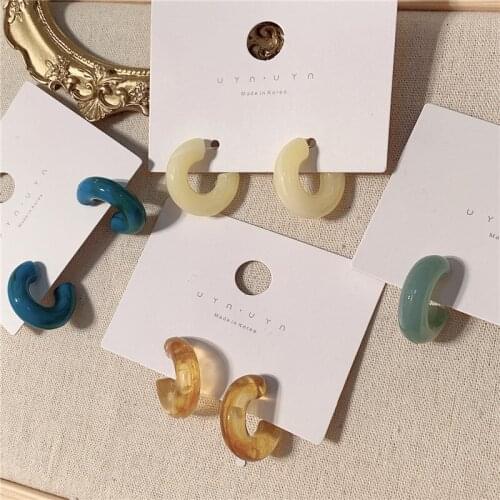 Silver needle fashion temperament acrylic acetate retro Earrings pop exaggeration super sweet earrings earrings Korea