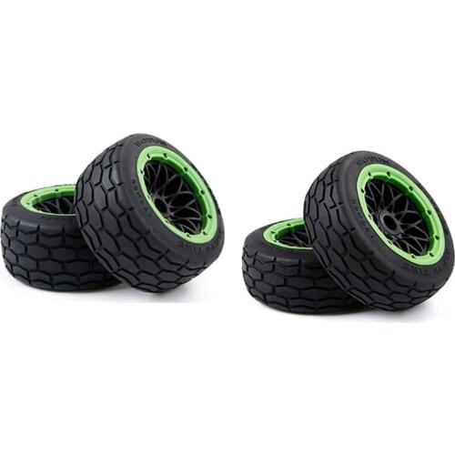 ROFUN 4PCS Slate Tire Wheel Tyre Assembly Set For 1/5 HPI ROFUN BAHA KM ROVAN BAHA 5B Rc Car Racing Toys Parts,Front & Rear