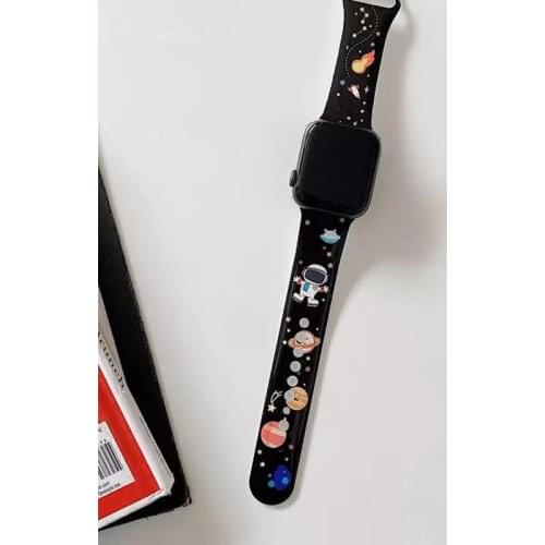 Cartoon Astronaut Silicone Strap Suitable for Apple Watch 38 40 42 44mm Suitable for iWatch Series 4 3 5 SE 6 watch accessories