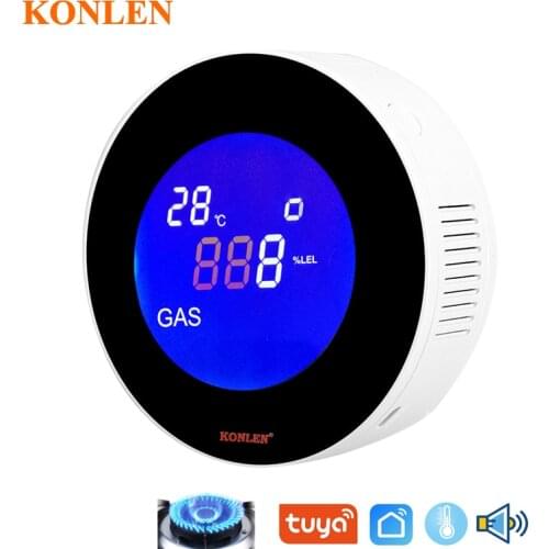 WIFI Tuya Smart LPG Natural Gas Detector Methane CH4 Leak Alarm LCD Temperature Sensor Digital Kitchen Leakage App Smart Life