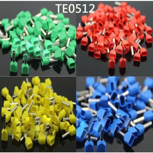 TE0512 wire connector Double Pipe Insulated Twin Cord Cold-press Terminal Block Connector Needle End Insulated terminals