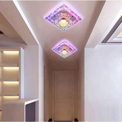 Modern 24CM square 5W LED ceiling light glossy crystal for hotel corridor bedroom living room LED ceiling light AC90-260V