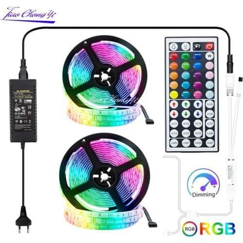 LED Strip Light 5050 2835 SMD 5M 10M 15M LED Lights 44Key IR RGB Controller 12V LED Tape Neon Ribbon IP20 IP65 wateproof