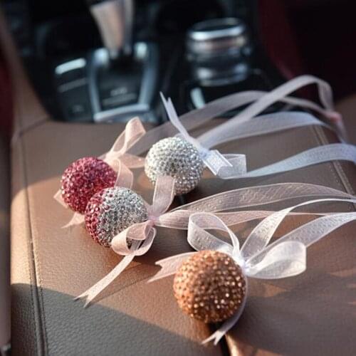 Bling Bling Diamond Crystal Ball Car Pendant Webbing Auto Decoration Car Rear View Mirror Ornament Hanging Ornaments