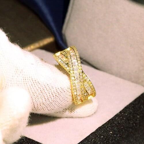 18k gold Jewelry fashion full diamond Rings Fine Accessories for Wedding Engagement Party For Girlfriend&Wife Gift