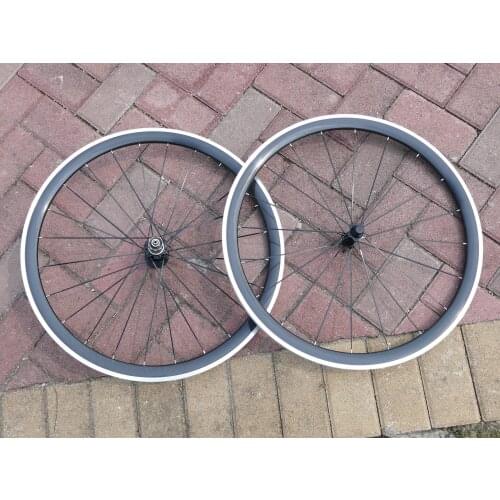 1 Pair : 3K UD Full Carbon Fiber Matt Glossy Road Bike Clincher Wheelset 38mm - width 25mm Bicycle WHEEL set Rim 700C alloy Side
