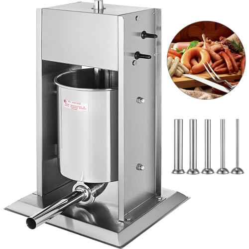 10L Manual Sausage Filler Stuffer Vertical Kitchen Equipment Salami Maker 5 Tube