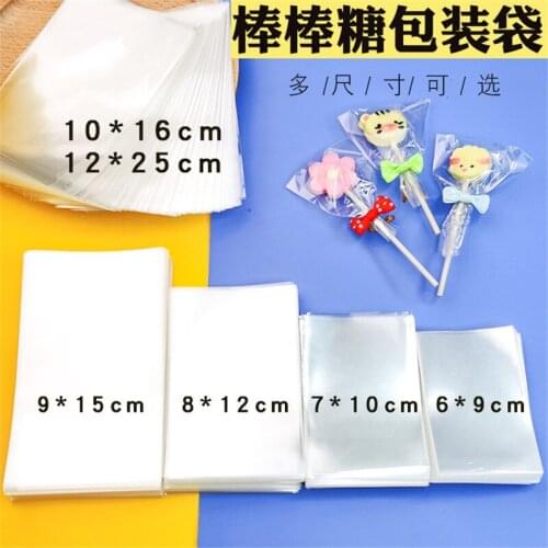 100 Pcs Thick Translucent Food Grade Lollipop Biscuit Cookie Candy Plastic Bag OPP Flat Pocket Baking Packaging Bags
