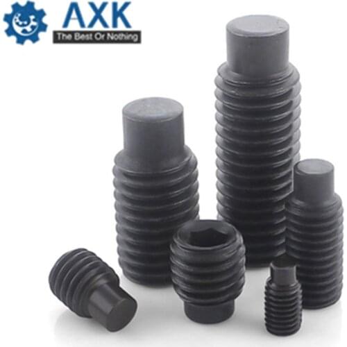 1000/500Pcs DIN915 GB79 M2.5M3 M4 M5 M6 Grade 12.9 Carbon Steel Convex End Set Screws Black Hex Socket Headless Machine Screws