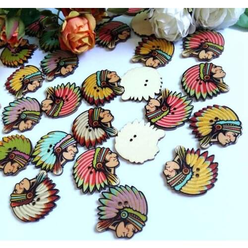Hot sale 120pcs Mixed Indian avatar Sewing Button Wooden Buttons 2 Holes Craft Scrapbooking Clothing Accessories Decorative Butt