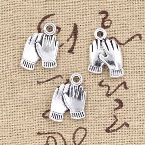 20pcs Charms Christmas Winter Gloves 13x20mm Antique Silver Color Pendants DIY Crafts Making Findings Handmade Tibetan Jewelry