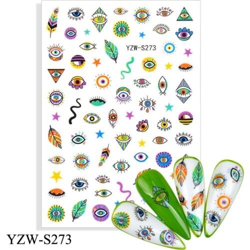 3D Halloween Nail Design New Sticker for Nail Art Anime Skull Bone Snake Maple Leaf Decals Manicure Nail Decor