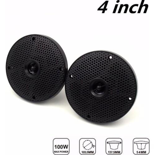 4" inch 160W 2 Way Black Waterproof Marine Boat Speakers Use for ATV Motorcycle / Yacht / Sauna Room / SPA / Boat