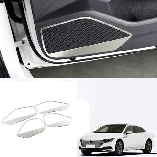 Car Styling 4PCS Stainless Steel Silver Interior Car Door Speaker Cover Trim For VW Volkswagen Arteon 2017 2018