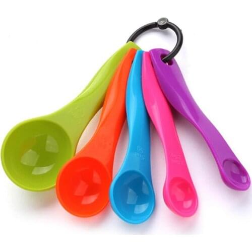 5PCS Multicolor Small Measuring Spoon Stackable Plastic Accurate Measure Scoop Measure Teaspoon Mini Coffee Sugar Scoop