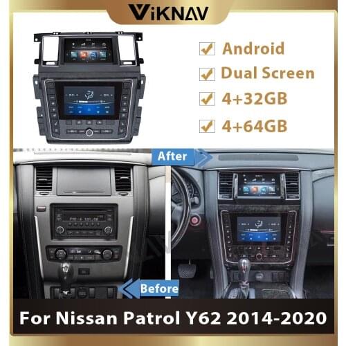 Dual Screen Car Radio for Nissan Patrol Y62 2014-2020 Android Auto Stereo Receiver Multimedia Player Head Unit