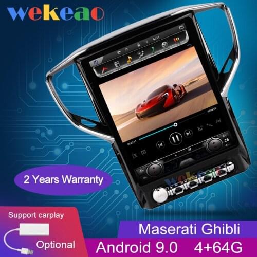 Wekeao Vertical Screen Tesla Style 12.1'' 1Din Android 9.0 Car Radio GPS Navigation For Maserati Ghibli Car DVD Player 2004-2016