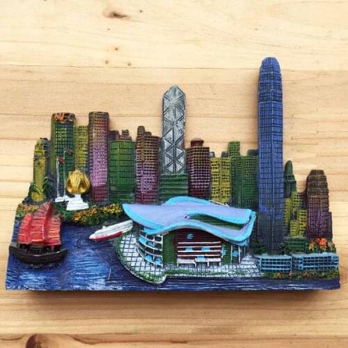 Large stereo relief Hongkong Tourism Souvenir Fridge posted Convention xhibition Center Victoria Harbour magnetic stickers