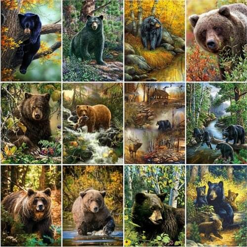 CraftArtGo 5D DIY Diamond Embroidery The bear Full Square Round Rhinestone Mosaic Painting Cross Stitch Flowers Diamond Kit