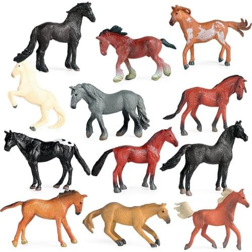 12 Kinds Small Horse Model Action Figure Wild Animal Action Figures Collection PVC Children Cognitive Toys