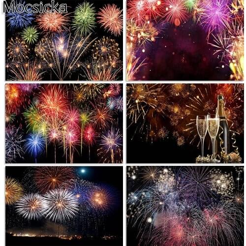 Mocsicka New Years Eve Fireworks Backdrop New Year of 2022 Party Decoration Celebration Photography Background for Photo Booth