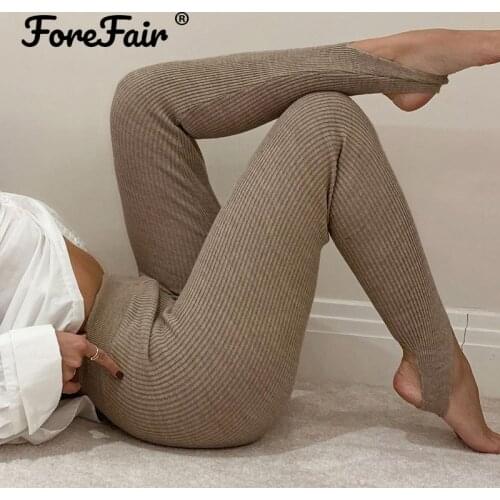 Forefair Push Up Sexy Knitted Leggings Women 2021 Khaki Sporting High Waist Slim Workout Women Pants