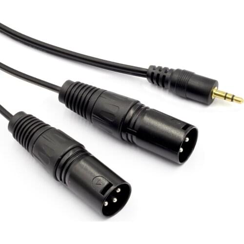 GREATLINK 3.5mm TRS Stereo Male to Dual XLR Male Splitter Patch Cable Unbalanced Mini Jack 1/8 to Double XLR Breakout Cable-5FT