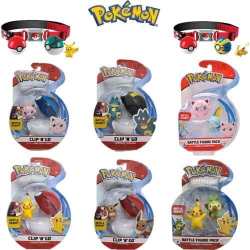 TAKARA TOMY Pokemon WCT Go Game Pikachu Charizard Figurine Pokemon Clip N GO Carry Poke Ball Belt Set PVC Action Figure Toys