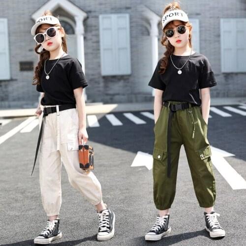 Summer Teenage Girls Clothes Suit Kids Costume For Girls Short Sleeve T-shirt + Pants 2PCS Children Clothing Sets 6 8 10 Years