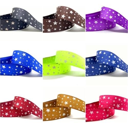 5yards 1" 25MM Grosgrain Ribbon Printed Stars for Christmas Wedding Decoration DIY Sewing Handmand Craft Accessories