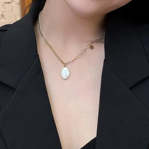TIMEONLY Statement Shell Smile Metal Choker Necklace for Women Girls Mix Chunky Chain Necklaces Birthday Gifts Jewellery Fashion