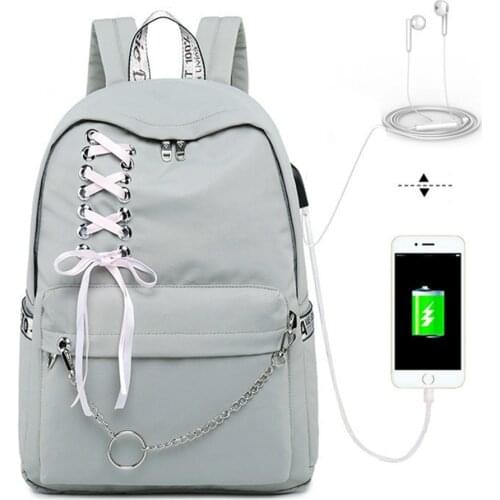 Fashion Girl Schoolbag Female Students Laptop Backpack Kids School Bags For Teenage Girls Women Gray Backpacks Mochila Escolar