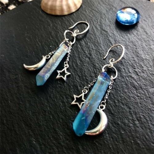 Fashion Crystal Irregular Cylindrical Drop Dangle Earrings For Women Girl Party Natural stone Earrings 2021 Trend Luxury Jewelry
