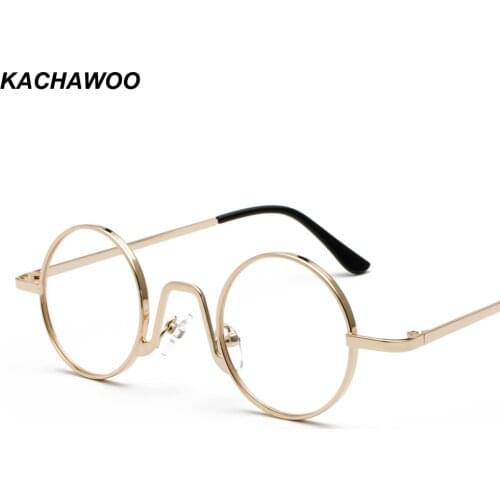 Kachawoo Vintage Retro Round Circle Metal Frame Eyeglasses Women Small Glasses Frame Men Nerd Decoration