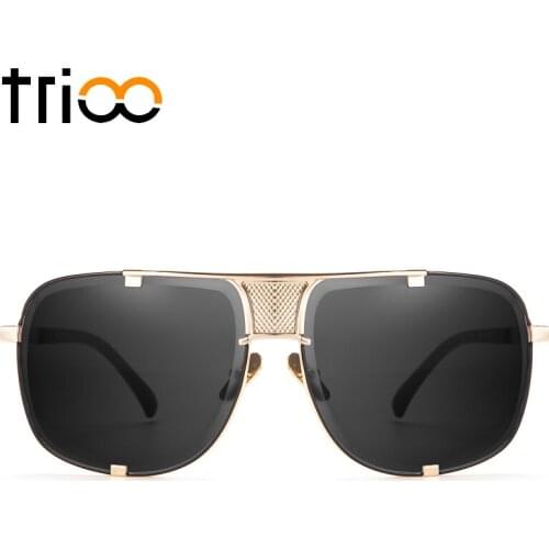 TRIOO Rimless Square Men Sunglasses Gold Metal Cool Oculos Gafas de sol Color Reflective Sun Glasses For Men UV400 Protction