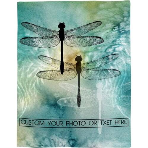Dragonfly Silhouette Pattern Customize Blanket Soft Throw Blanket Machine Washable Blankets For Beds
