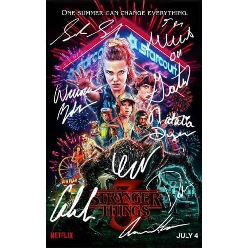 STRANGER THINGS CAST MULTI SIGNED PHOTO Art Film Print Silk Poster Home Wall Decor 24x36inch