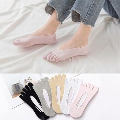 New Transparent Short Socks Women Summer Hollow Out Boat Socks Slippers Female Five-finger Socks Soft Low Invisible Socks Ped