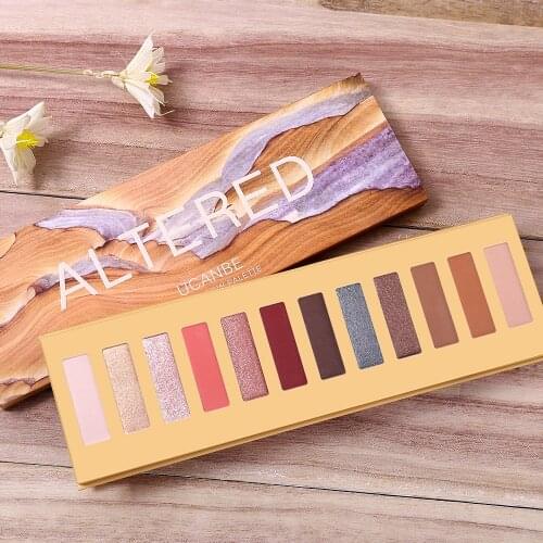UCANBE 12Colors Wood Grain Eye Shadow Palette Long Strip Matte Shimmer Eyeshadow Palette High Quality Makeup High Pigment Powder