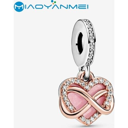 Mothers Day Gift Fit Original Pandorador Bracelets 925 Sterling Silver Beads Infiniteness Heart Dangle Charm Women DIY Jewelry