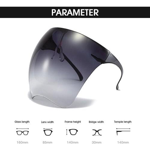 1Pcs Clear Full Face Shield Unisex Oversize Shield Visor Sunglasses Plastic Lightweight Sun Glasses for Men and Women Dropship